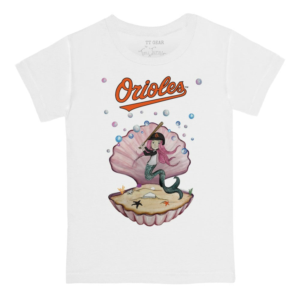 Baltimore Orioles Tiny Turnip Youth Mermaid T-Shirt - White T-shirts