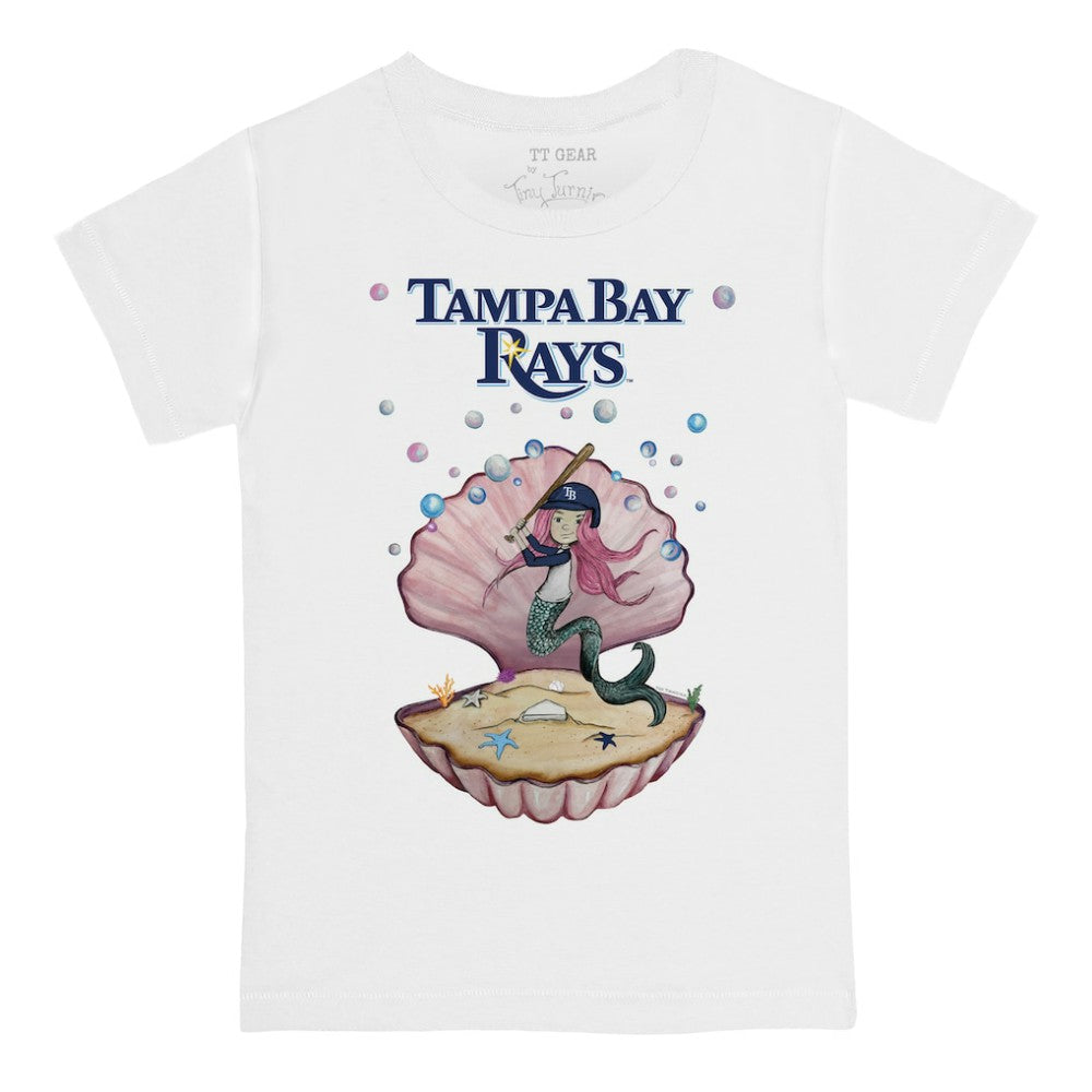 Tampa Bay Rays Tiny Turnip Youth Mermaid T-Shirt - White T-shirts