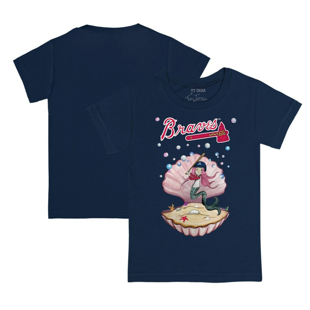 Atlanta Braves Tiny Turnip Youth Mermaid T-Shirt - Navy T-shirts