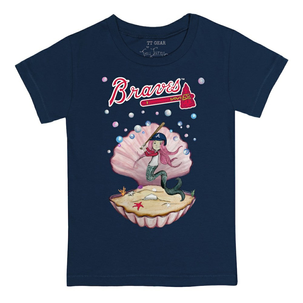 Atlanta Braves Tiny Turnip Youth Mermaid T-Shirt - Navy T-shirts