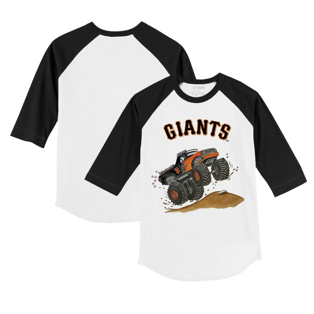 San Francisco Giants Tiny Turnip Youth Monster Truck 3/4-Sleeve Raglan T-Shirt - White/Black T-shirts