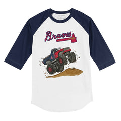Atlanta Braves Tiny Turnip Youth Monster Truck 3/4-Sleeve Raglan T-Shirt - White/Navy T-shirts