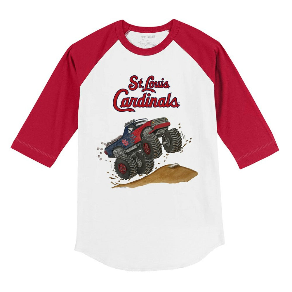 St. Louis Cardinals Tiny Turnip Youth Monster Truck 3/4-Sleeve Raglan T-Shirt - White/Red T-shirts