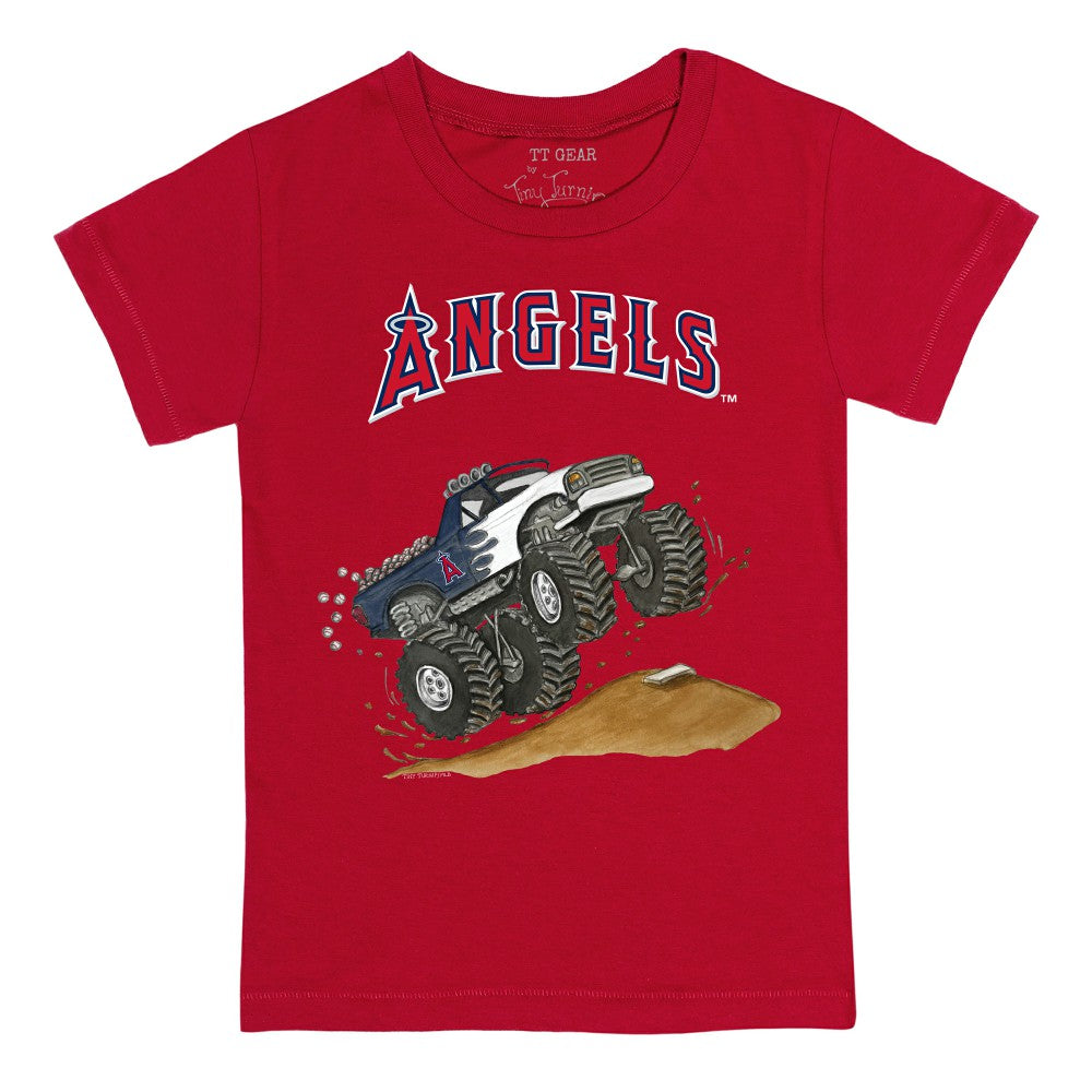 Los Angeles Angels Tiny Turnip Youth Monster Truck T-Shirt - Red T-shirts