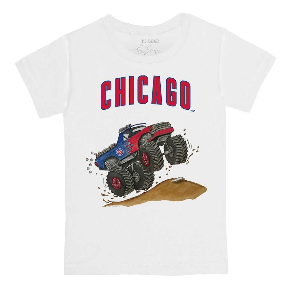 Chicago Cubs Tiny Turnip Youth Monster Truck T-Shirt - White T-shirts