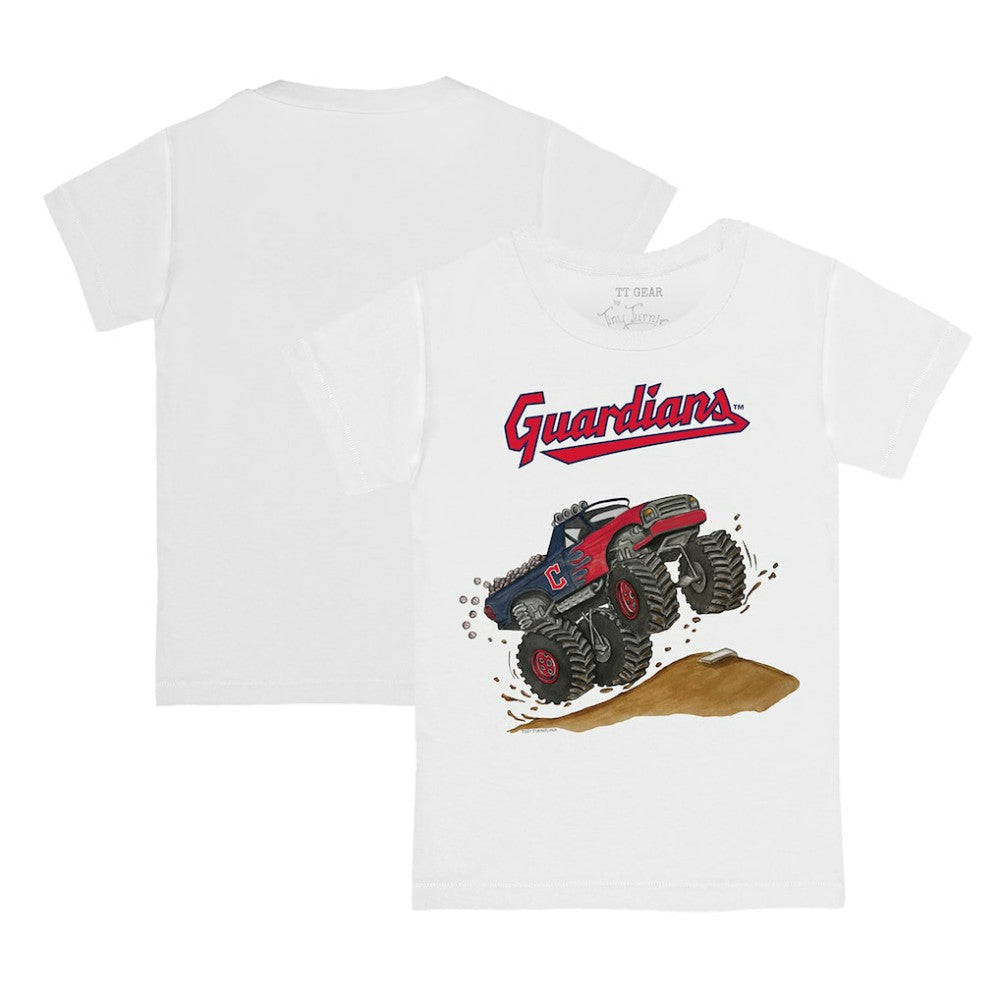 Cleveland Guardians Tiny Turnip Youth Monster Truck T-Shirt - White T-shirts