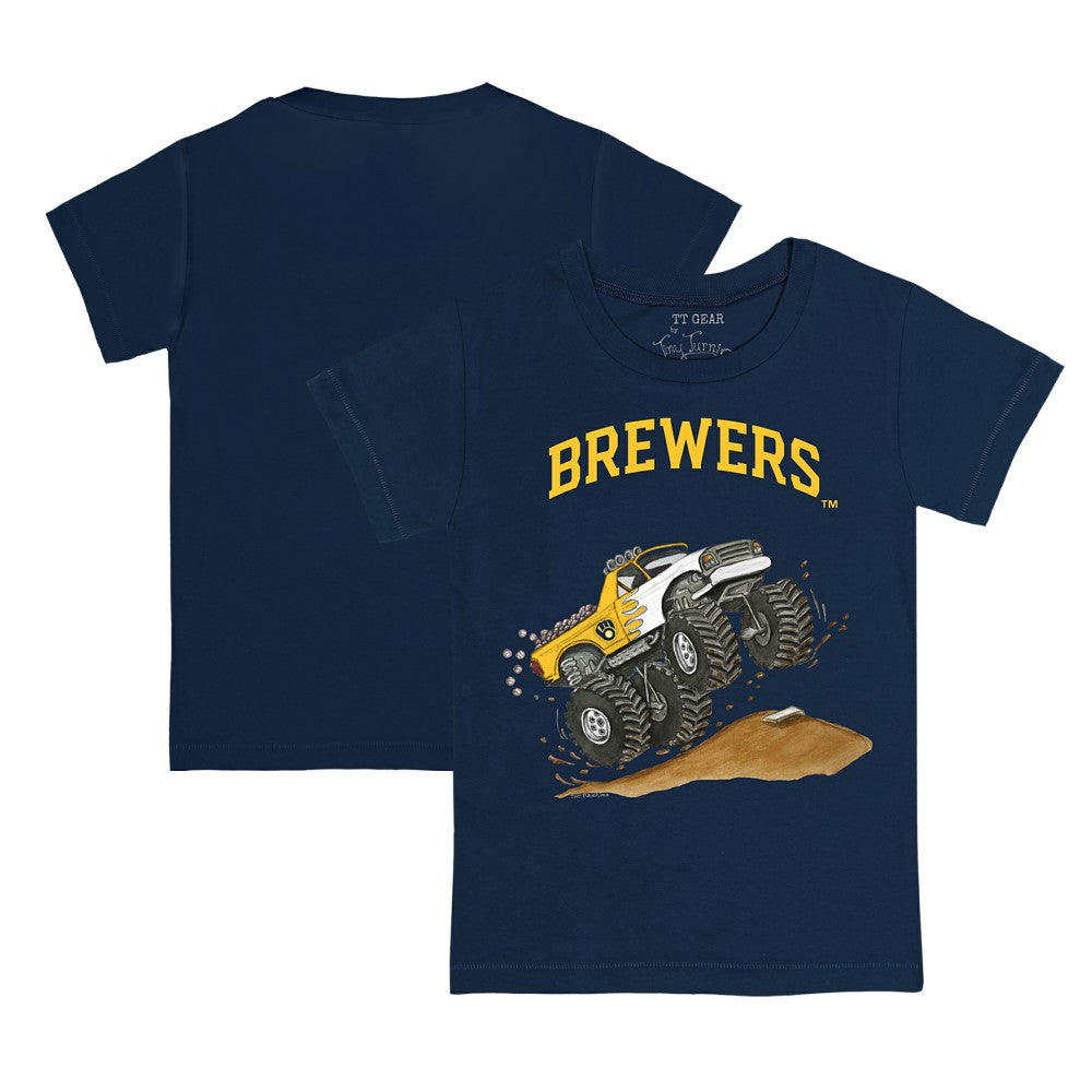 Milwaukee Brewers Tiny Turnip Youth Monster Truck T-Shirt - Navy T-shirts
