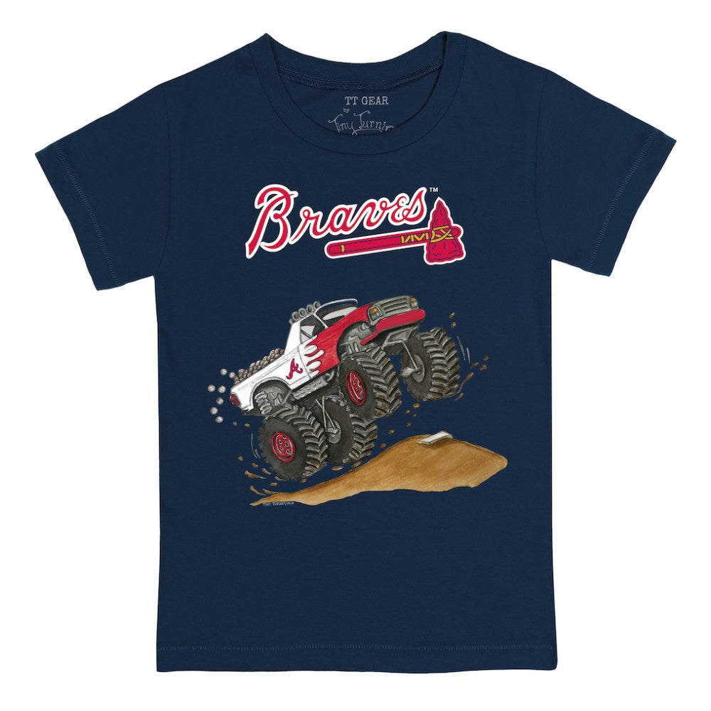 Atlanta Braves Tiny Turnip Youth Monster Truck T-Shirt - Navy T-shirts