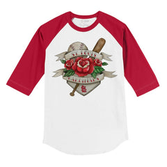 St. Louis Cardinals Tiny Turnip Youth Tattoo Rose 3/4-Sleeve Raglan T-Shirt - White/Red T-shirts