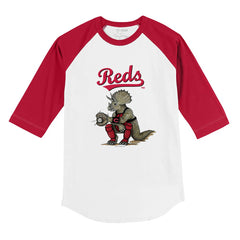 Cincinnati Reds Tiny Turnip Youth Triceratops 3/4-Sleeve Raglan T-Shirt - White/Red T-shirts