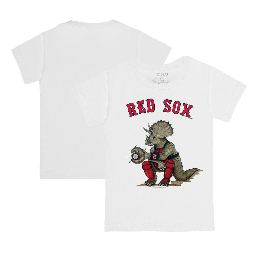 Boston Red Sox Tiny Turnip Youth Triceratops T-Shirt - White T-shirts