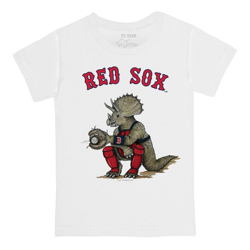 Boston Red Sox Tiny Turnip Youth Triceratops T-Shirt - White T-shirts