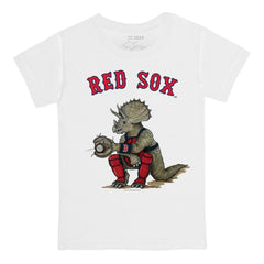 Boston Red Sox Tiny Turnip Youth Triceratops T-Shirt - White T-shirts