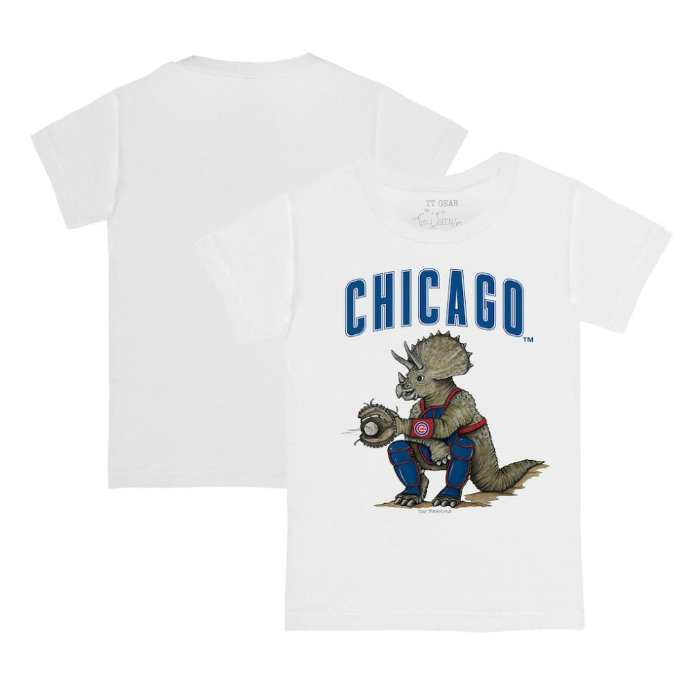 Chicago Cubs Tiny Turnip Youth Triceratops T-Shirt - White T-shirts