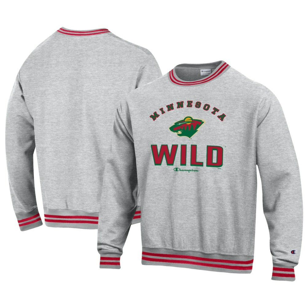NHL Minnesota Wild Champion Reverse Weave Yarn Dye Pullover Sweatshirt - Heather Gray
