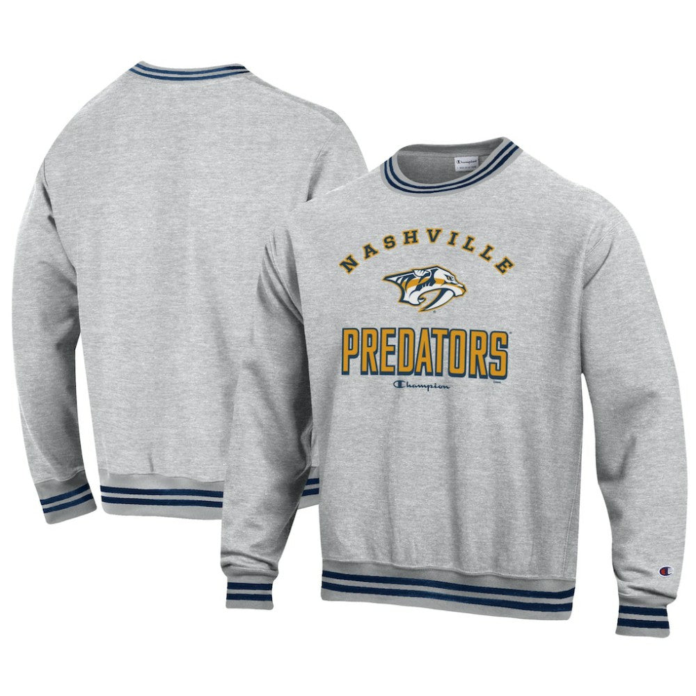NHL Nashville Predators Champion Reverse Weave Yarn Dye Pullover Sweatshirt - Heather Gray