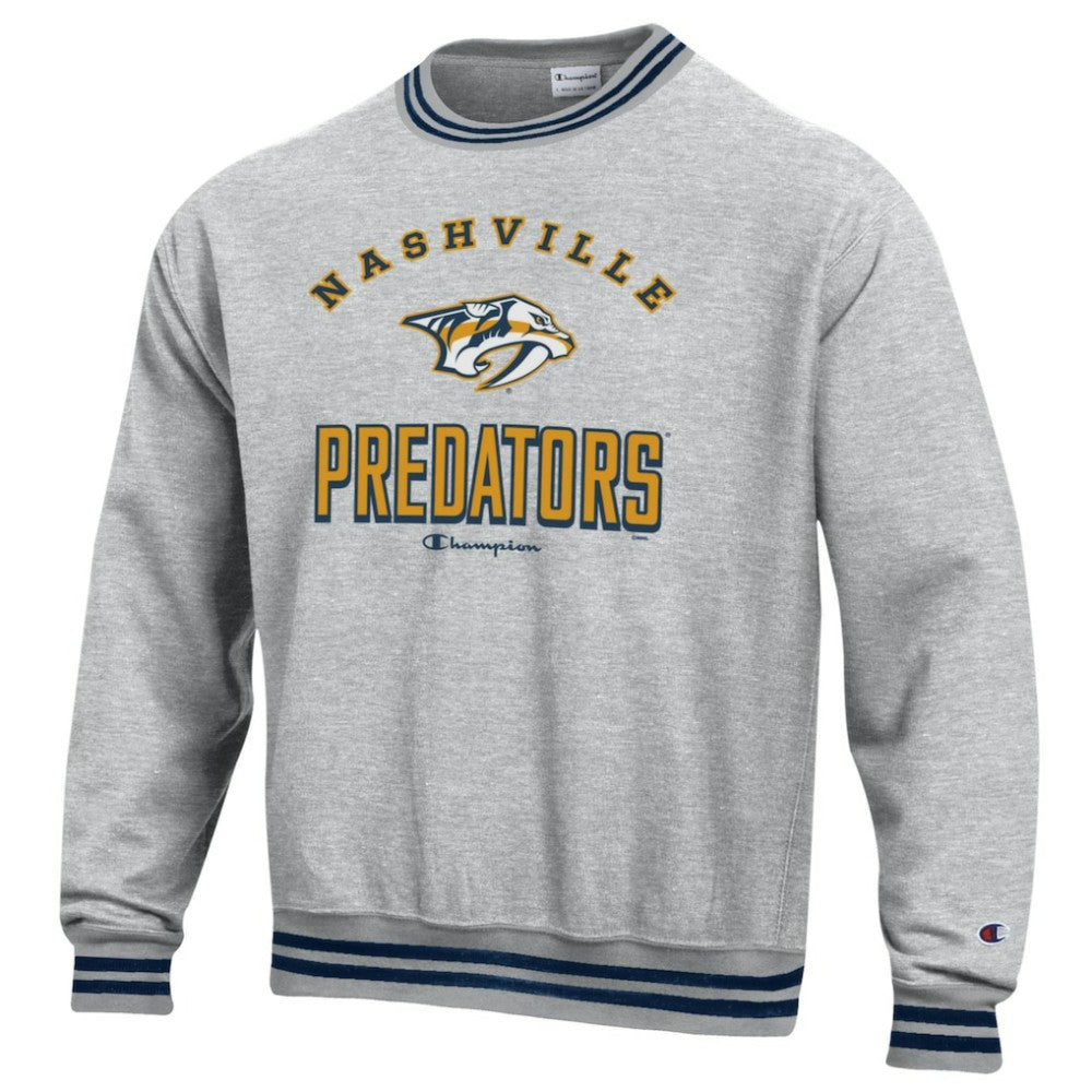 NHL Nashville Predators Champion Reverse Weave Yarn Dye Pullover Sweatshirt - Heather Gray