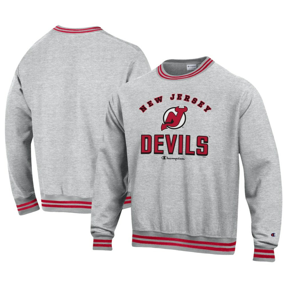 NHL New Jersey Devils Champion Reverse Weave Yarn Dye Pullover Sweatshirt - Heather Gray