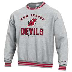 NHL New Jersey Devils Champion Reverse Weave Yarn Dye Pullover Sweatshirt - Heather Gray