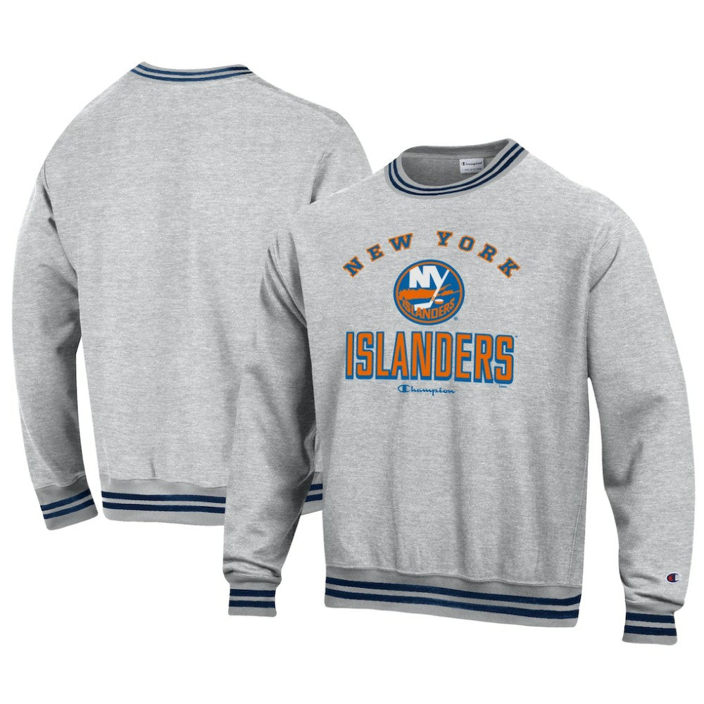 NHL New York Islanders Champion Reverse Weave Yarn Dye Pullover Sweatshirt - Heather Gray