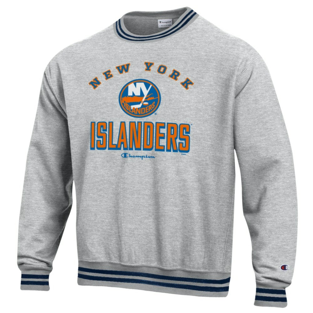 NHL New York Islanders Champion Reverse Weave Yarn Dye Pullover Sweatshirt - Heather Gray