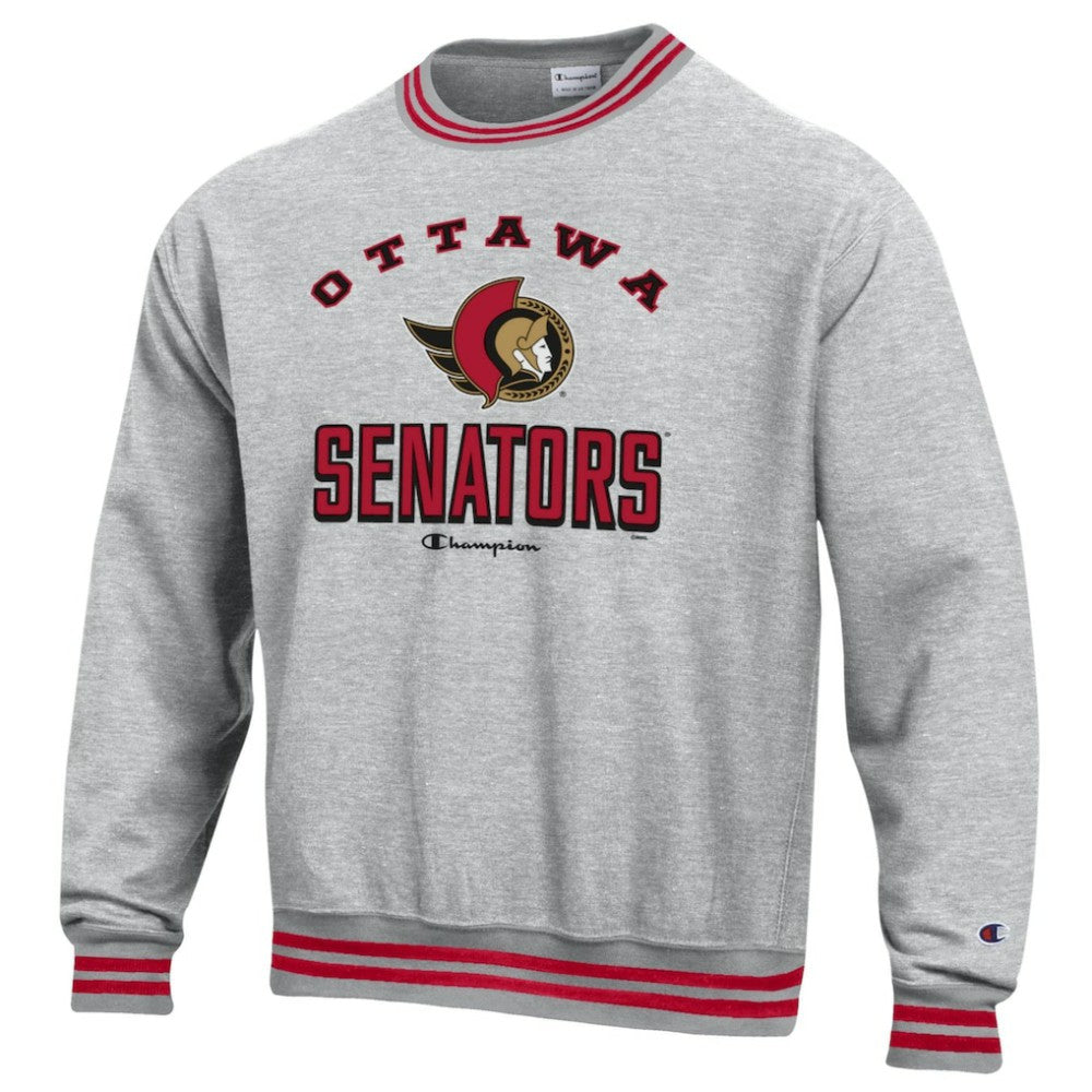 NHL Ottawa Senators Champion Reverse Weave Yarn Dye Pullover Sweatshirt - Heather Gray