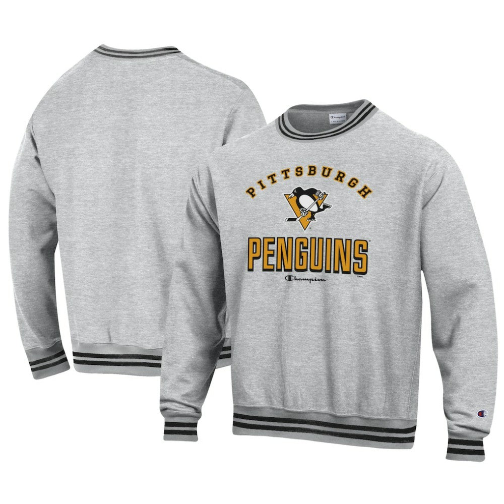 NHL Pittsburgh Penguins Champion Reverse Weave Yarn Dye Pullover Sweatshirt - Heather Gray