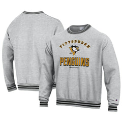 NHL Pittsburgh Penguins Champion Reverse Weave Yarn Dye Pullover Sweatshirt - Heather Gray