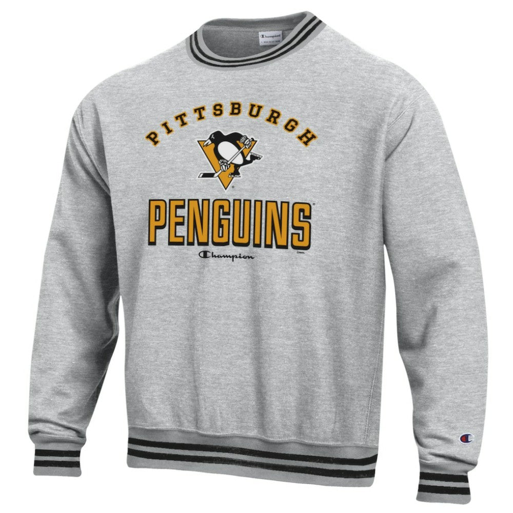 NHL Pittsburgh Penguins Champion Reverse Weave Yarn Dye Pullover Sweatshirt - Heather Gray