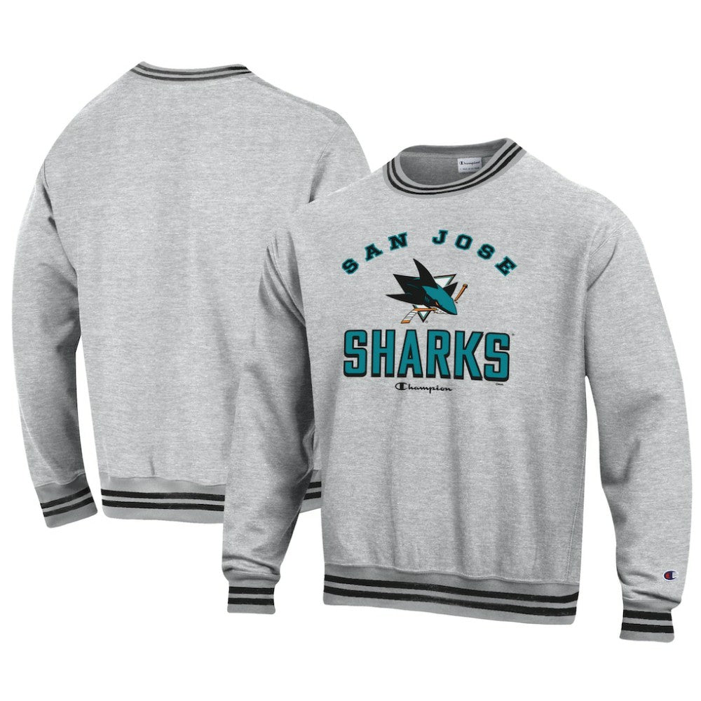 NHL San Jose Sharks Champion Reverse Weave Yarn Dye Pullover Sweatshirt - Heather Gray