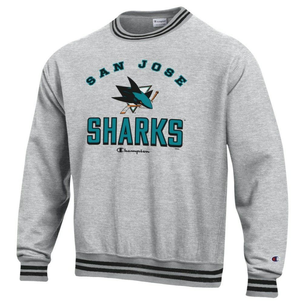 NHL San Jose Sharks Champion Reverse Weave Yarn Dye Pullover Sweatshirt - Heather Gray
