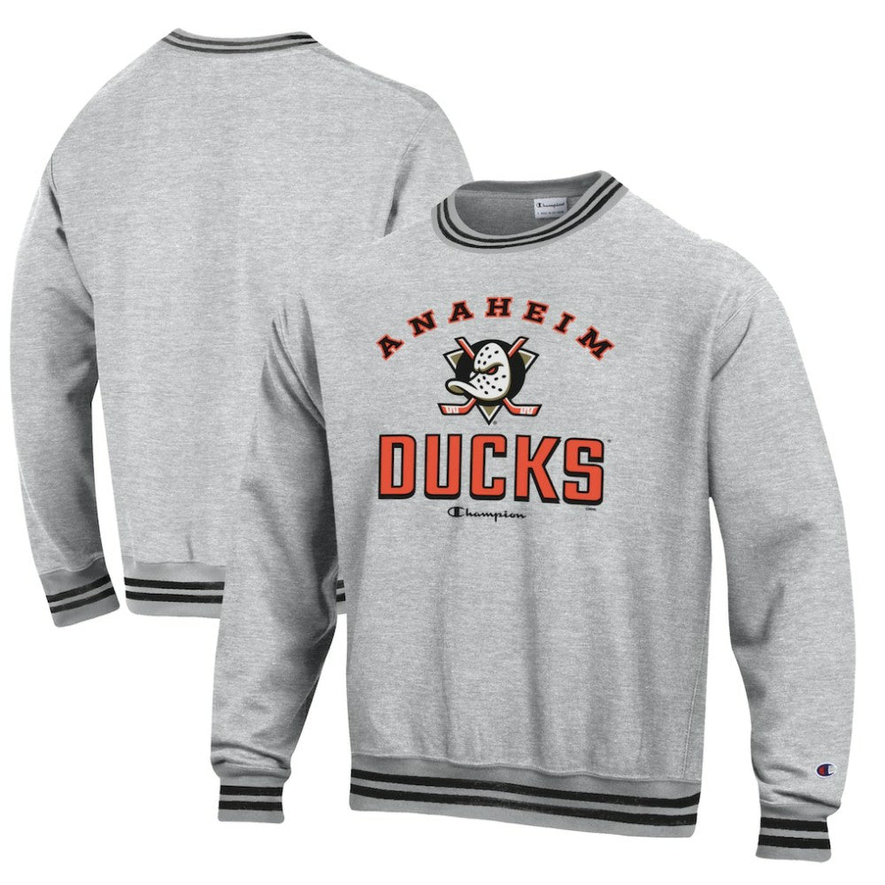 NHL Anaheim Ducks Champion Reverse Weave Yarn Dye Pullover Sweatshirt - Heather Gray