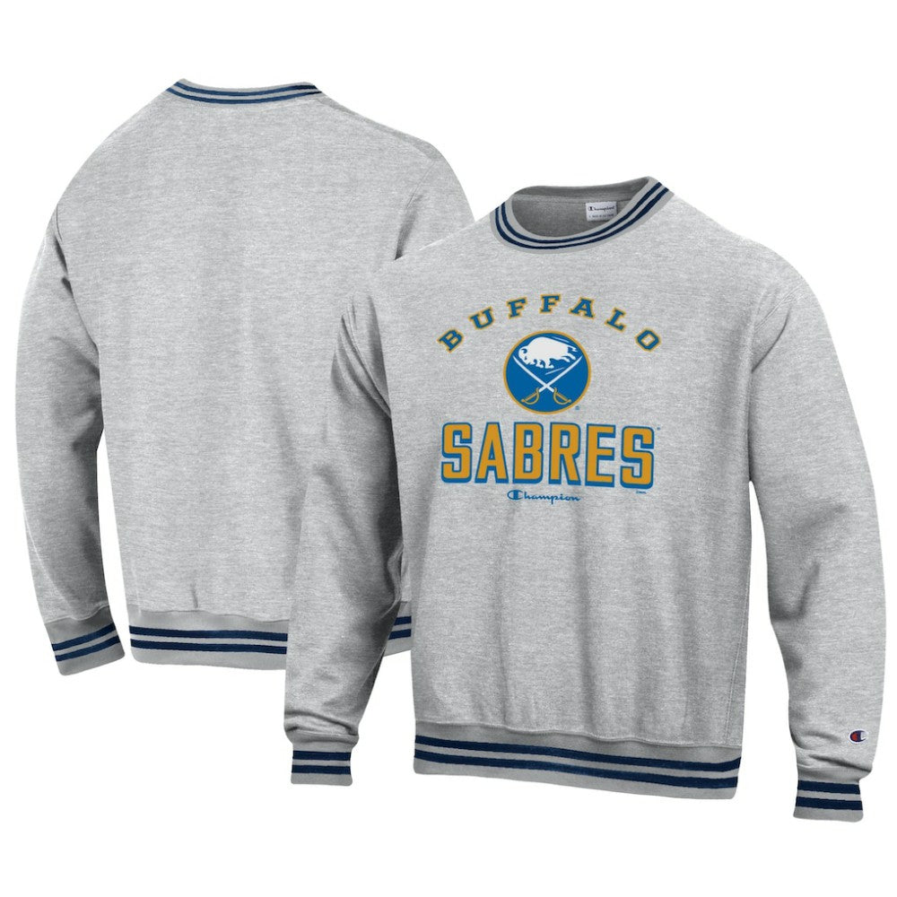 NHL Buffalo Sabres Champion Reverse Weave Yarn Dye Pullover Sweatshirt - Heather Gray