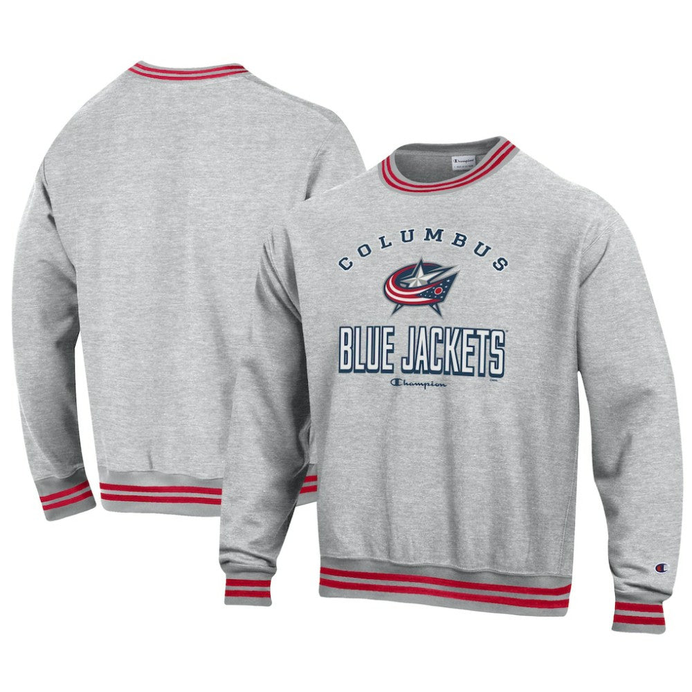 NHL Columbus Blue Jackets Champion Reverse Weave Yarn Dye Pullover Sweatshirt - Heather Gray