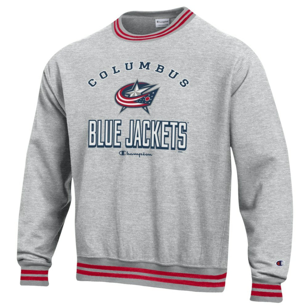 NHL Columbus Blue Jackets Champion Reverse Weave Yarn Dye Pullover Sweatshirt - Heather Gray