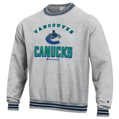 NHL Vancouver Canucks Champion Reverse Weave Yarn Dye Pullover Sweatshirt - Heather Gray