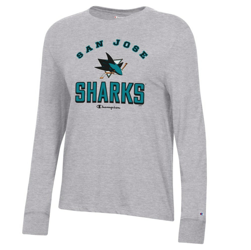 NHL San Jose Sharks Champion Women's Core Long Sleeve T-Shirt - Heather Gray