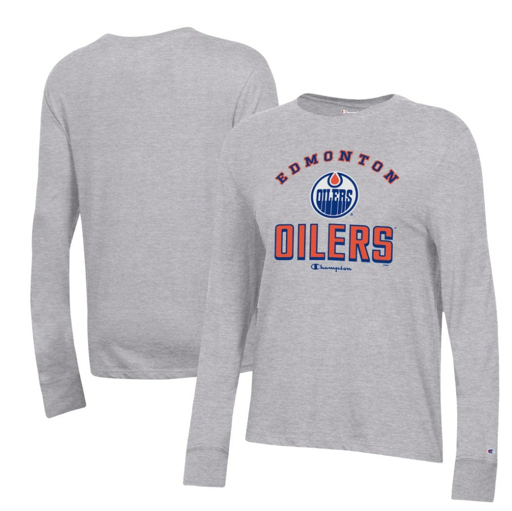 NHL Edmonton Oilers Champion Women's Core Long Sleeve T-Shirt - Heather Gray