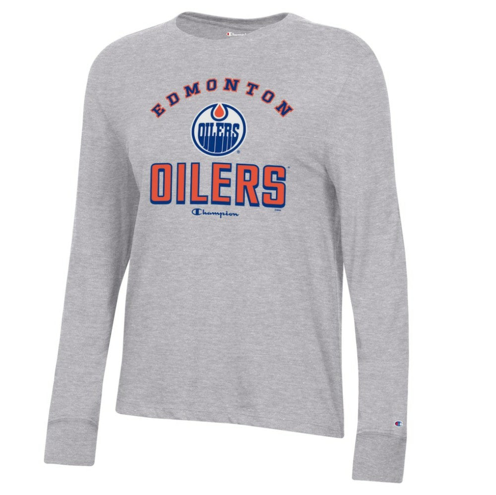 NHL Edmonton Oilers Champion Women's Core Long Sleeve T-Shirt - Heather Gray