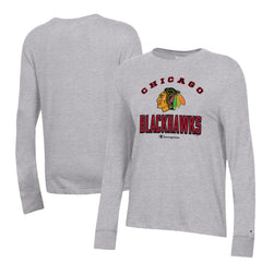 NHL Chicago Blackhawks Champion Women's Core Long Sleeve T-Shirt - Heather Gray