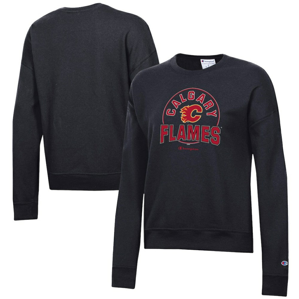 NHL Calgary Flames Champion Women's Powerblend Pullover Sweatshirt - Black
