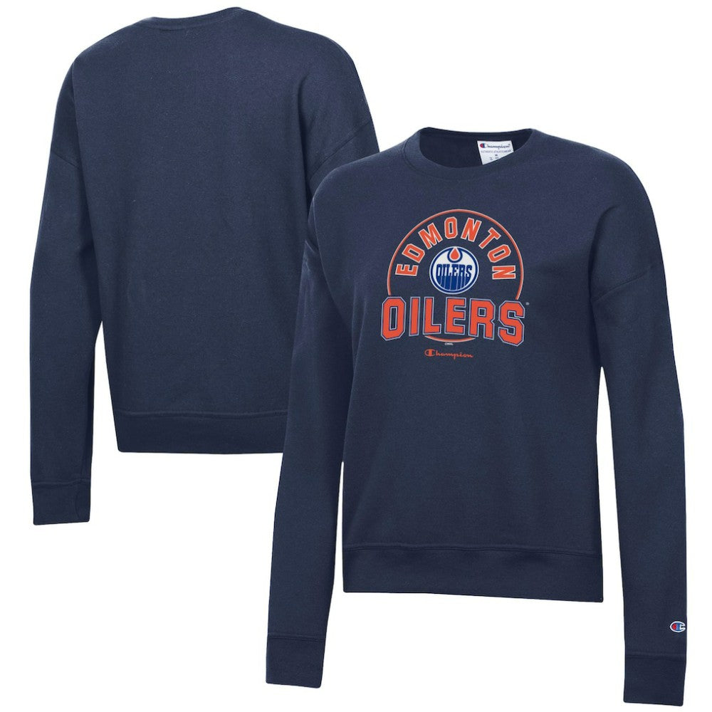 NHL Edmonton Oilers Champion Women's Powerblend Pullover Sweatshirt - Navy