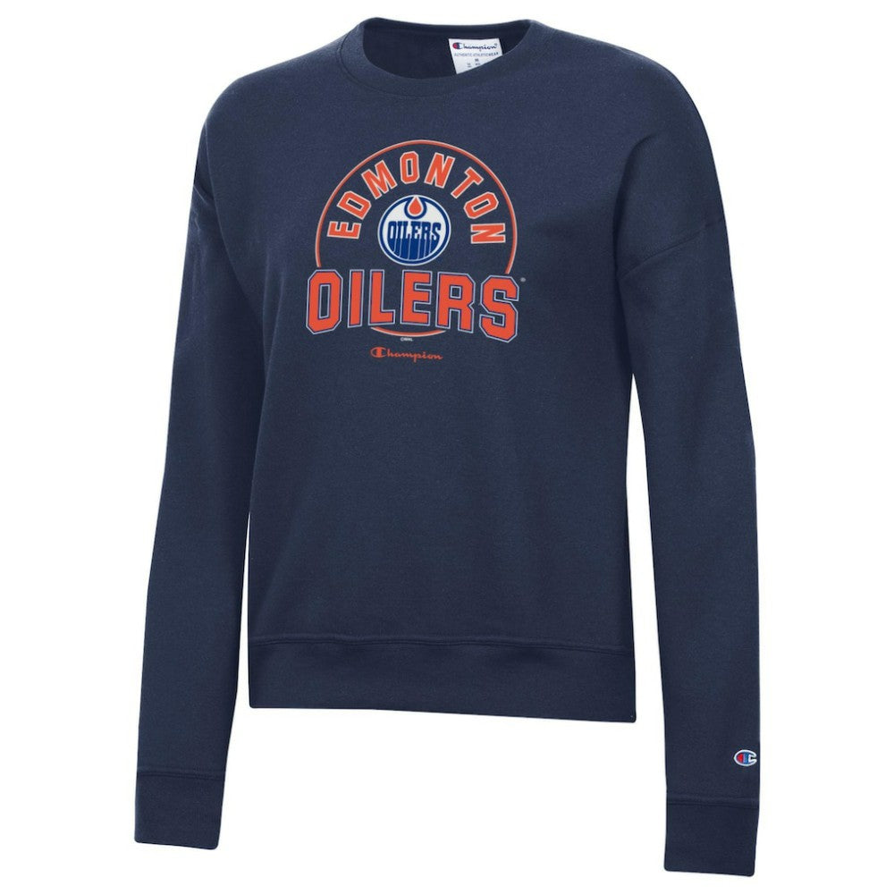 NHL Edmonton Oilers Champion Women's Powerblend Pullover Sweatshirt - Navy