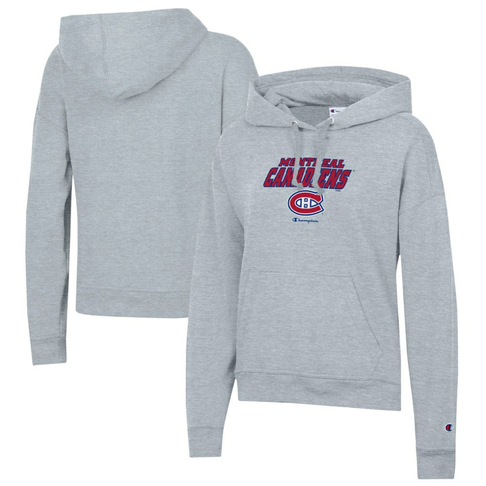 NHL Montreal Canadiens Champion Women's Powerblend Fleece Pullover Hoodie - Gray