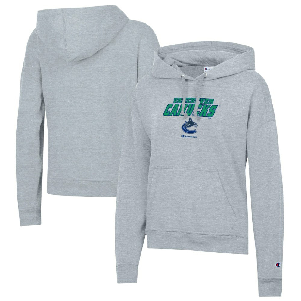 NHL Vancouver Canucks Champion Women's Powerblend Fleece Pullover Hoodie - Gray