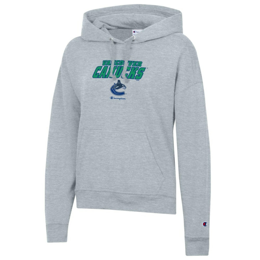 NHL Vancouver Canucks Champion Women's Powerblend Fleece Pullover Hoodie - Gray