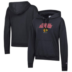 NHL Chicago Blackhawks Champion Women's Powerblend Fleece Pullover Hoodie - Black