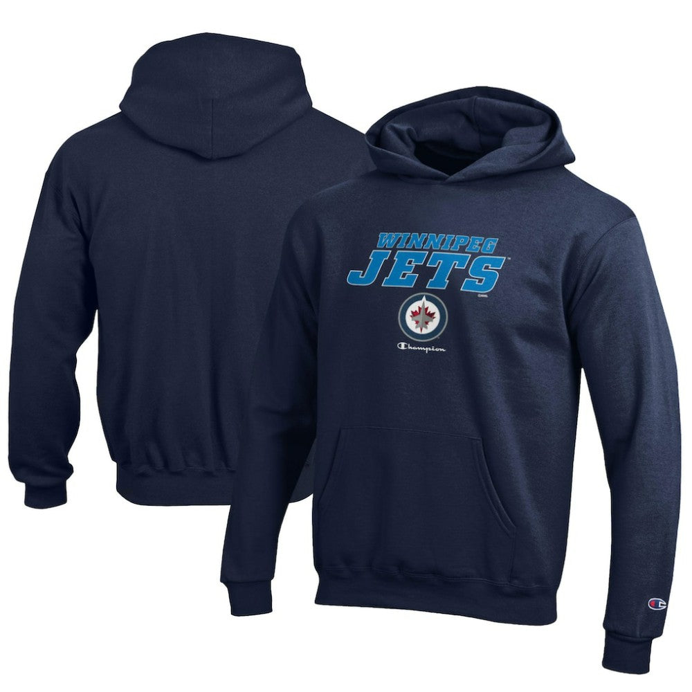 NHL Winnipeg Jets Champion Youth Eco Powerblend Pullover Hoodie - Navy
