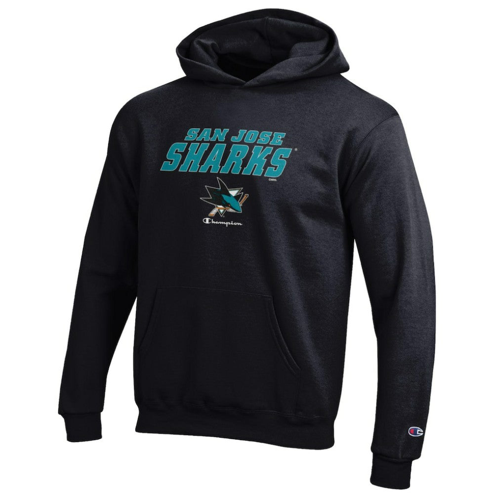 NHL San Jose Sharks Champion Youth Eco Powerblend Pullover Hoodie - Black