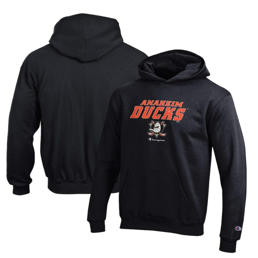 NHL Anaheim Ducks Champion Youth Eco Powerblend Pullover Hoodie - Black